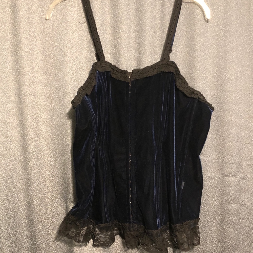 Plus Size TRIPP Size 2x Midnight Blue Velvet Corset lace top goth emo punk